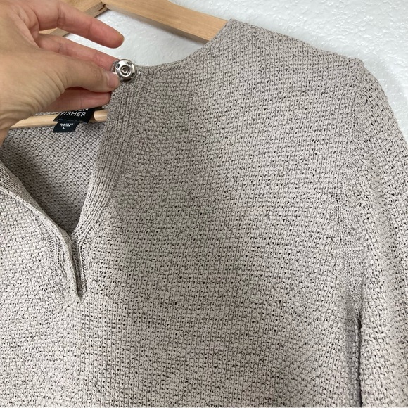 Eileen Fisher Silk Blend Knitted Ivory Sweater Women's Large Long Sleeves V neck - Picture 6 of 16